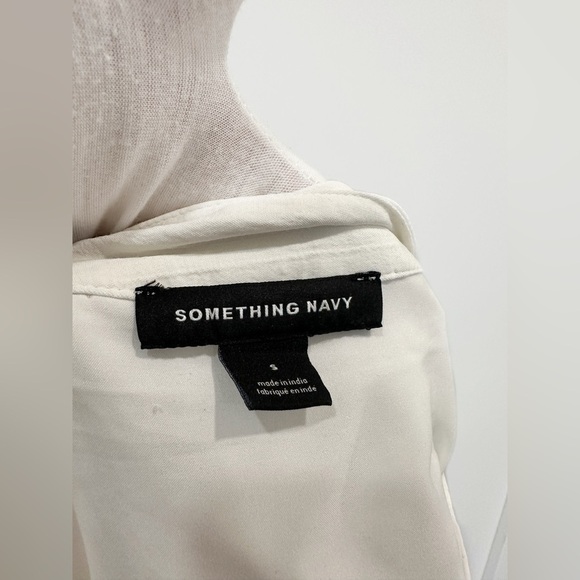 Something Navy High Waist Midi Skirt Button Front Side Slit in White Size S - Picture 9 of 9